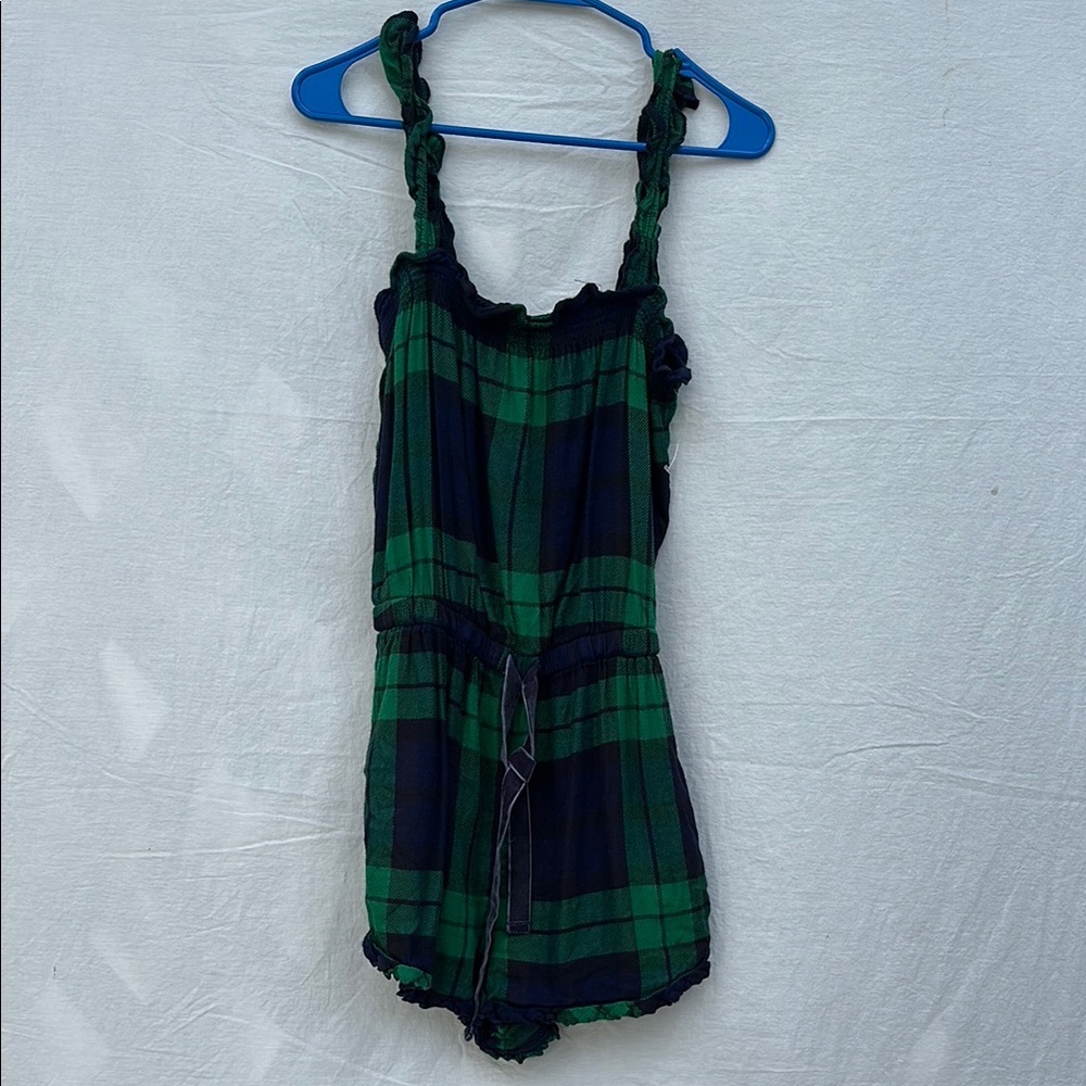 Aerie Green and Blue Plaid shorts Romper